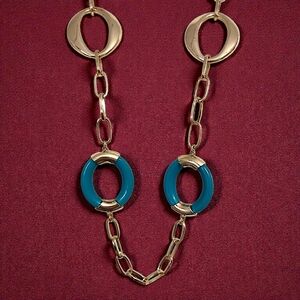 Vtg 80s Mariner Link Chain Necklace Acrylic Gold Tone Chunky Mod Old Money Chic